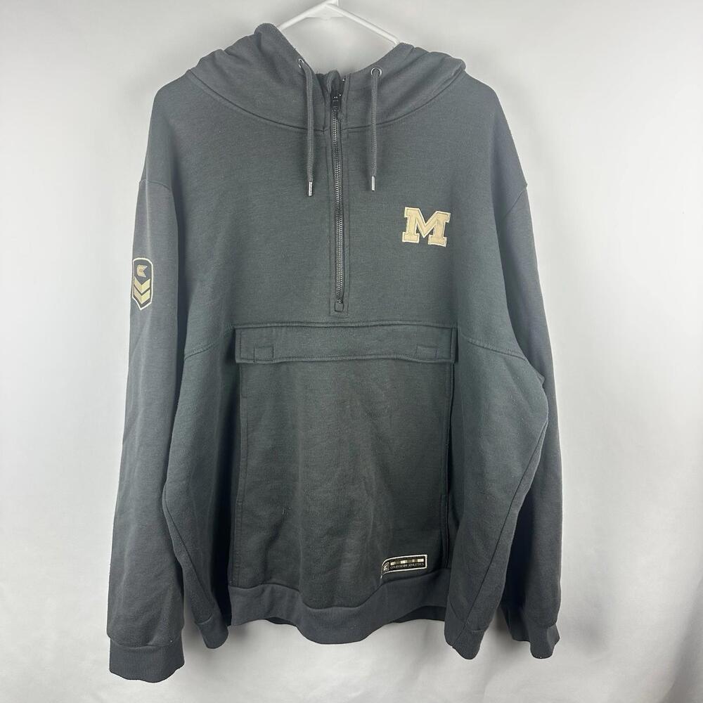 University Of‎ Maryland Hoodie 3XL Gray Quarter Zip Colosseum Brand USA Flag